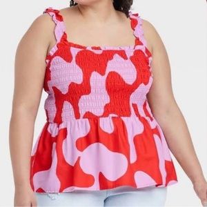 AVA & VIV | Red Abstract Top